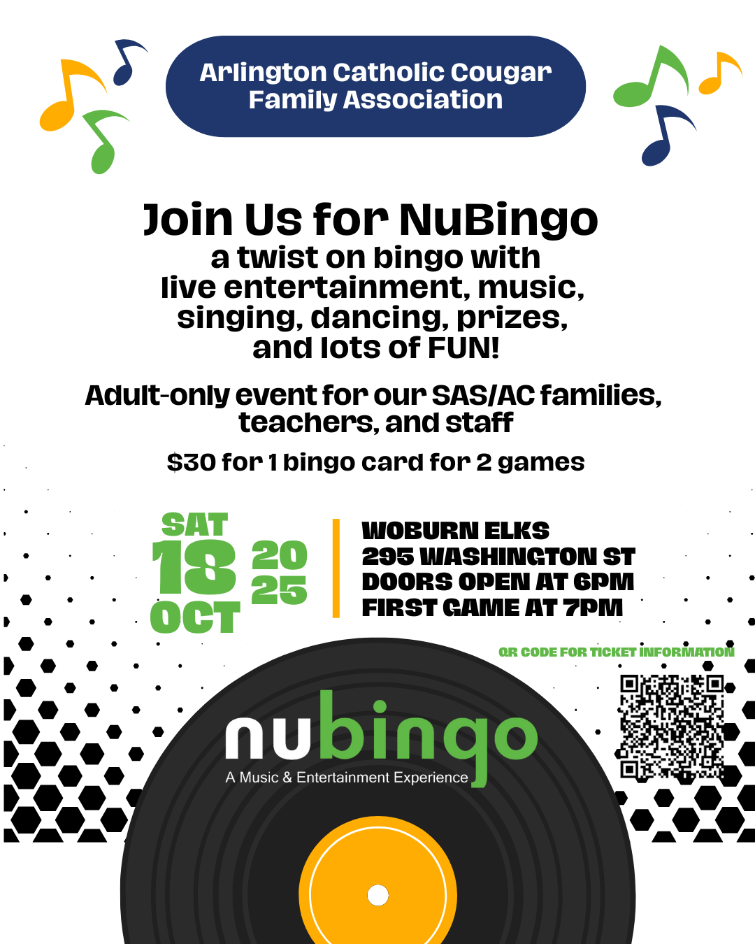 Saint Agnes School | Arlington Catholic High School|Join us for NuBingo! Saturday, October 18