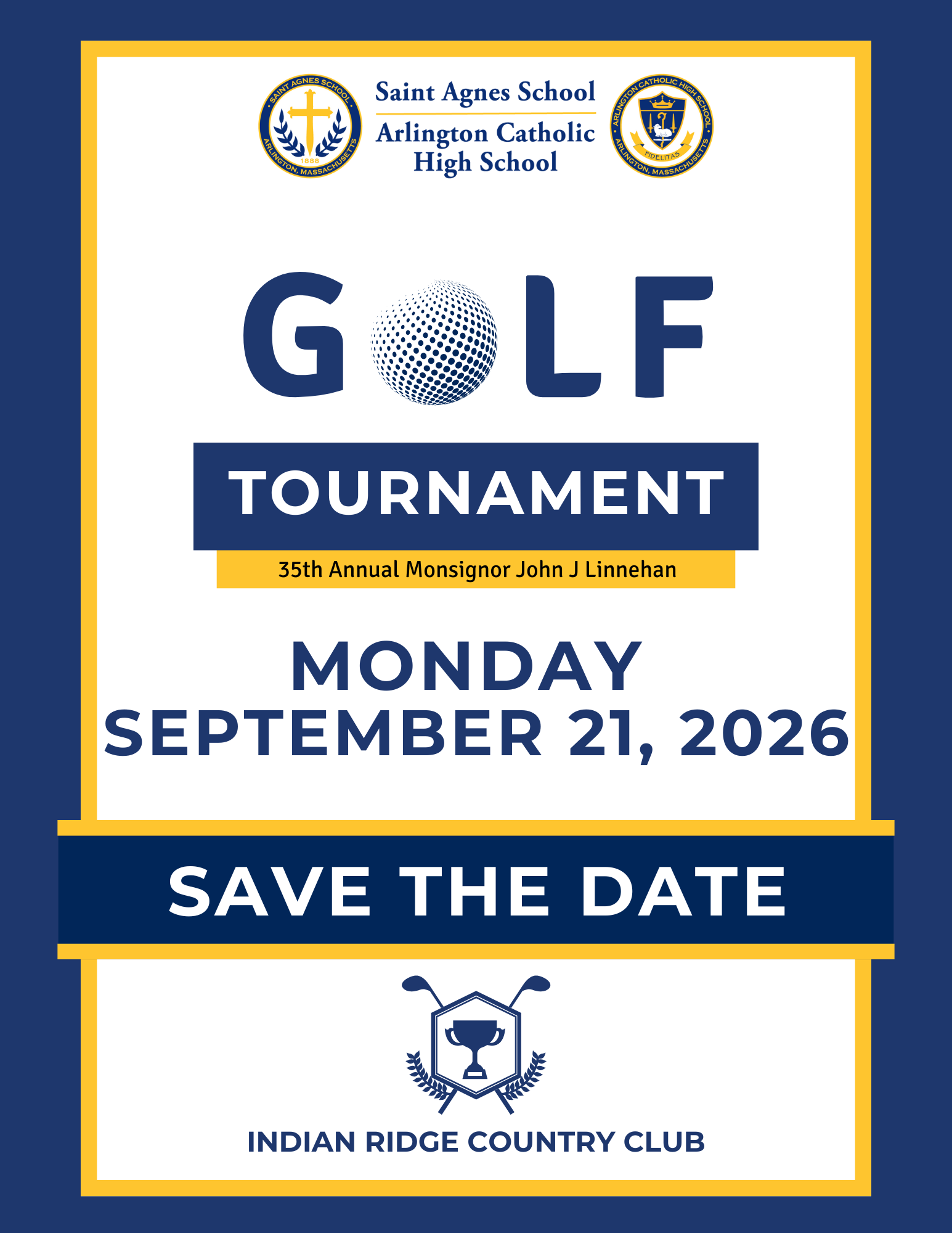 Saint Agnes School | Arlington Catholic High School|Save the Date: Golf Tournament 2026